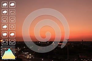 Silhouette panoramic aerial view of countryside with freshness summer morning sunrise on twilight sky and soft clouds with weather