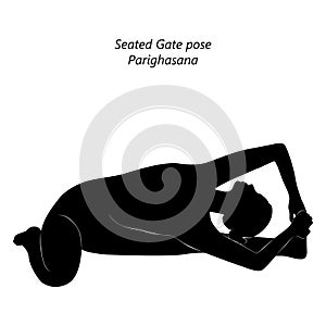 Silhouette of Parighasana. Yoga.