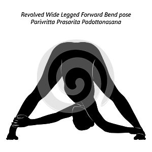 Silhouette of Parivritta Prasarita Padottanasana.