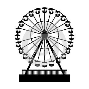 Silhouette Park Atraktsion Ferris Wheel. Vector