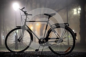 Silhouette of parked bicycle