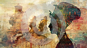 Silhouette of Past Life Memories Spanning Ancient Cultures photo