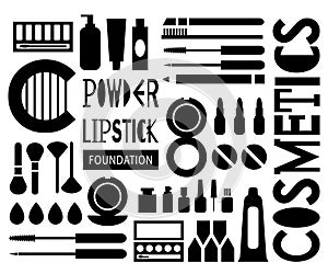 Silhouette pattern of cosmetics