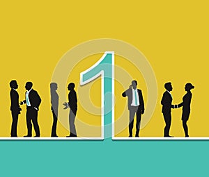 Silhouette people number 1 Design on yellow background