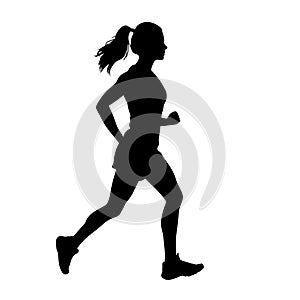 silhouette people Running woman or female fitness runner black color isolated on transparent png background. Generative ai