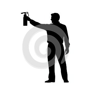 Silhouette Of Person Holding Air Fire Extinguisher - Massurrealism Style photo
