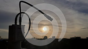 Silhouette photo of satellite dish lnb