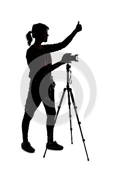 Silhouette of a Photographer With Thumbs Up