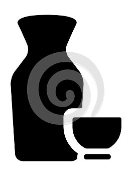 Silhouette picture of a Japanese Symbol of a Sake