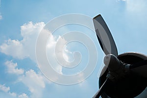 Silhouette Plane propeller with blue sky
