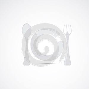 Silhouette of plate fork and spoon