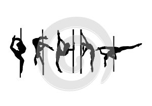 Silhouette of pole dancers vector illustration