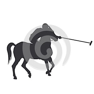Silhouette of polo rider horse vector illustration
