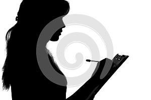 Silhouette portrait of a young woman who wrote the statement