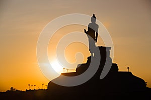 Silhouette Of The Posture Of Walking Buddhist Statue