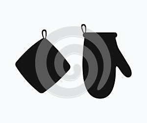 Silhouette Potholder Oven Mitt Protective Vector Template. Oven Glove Vector Icon