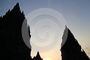 Silhouette of prambanan enshrine or temple