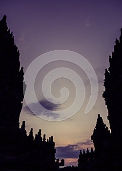 Silhouette of Prambanan Temple, Yogyakarta, Indonesia