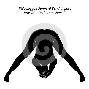 Silhouette of Prasarita Padottanasana C.