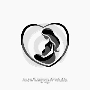 Silhouette Pregnancy Logo Design Vector Template