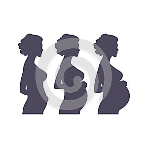Silhouette of a pregnant woman with belly