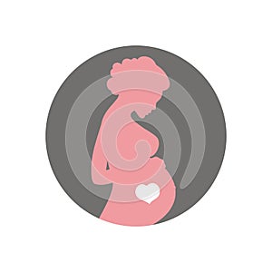 Silhouette of a pregnant woman with belly