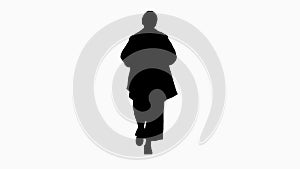 Silhouette Pregnant woman feeling birth contractions.