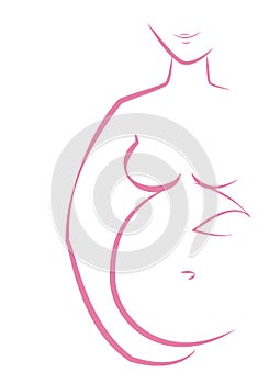 Silhouette of a pregnant woman on a white background