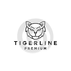 silhouette Premium Monoline Tiger head Logo Vector, modern animal badge emblem Symbol and icon, creative Design Company