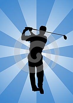 Silhouette of a Pro golfer taking a swing