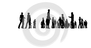 Silhouette profile. Business team. People crowd. Finance service. Light background.