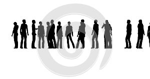 Silhouette profile. Business team. People crowd. Finance service. Light background.