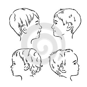 Silhouette of a profile of a child's head. flat vector illustration isolated on white background