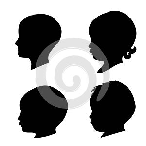 Silhouette of a profile of a child's head. flat vector illustration isolated on white background