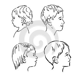 Silhouette of a profile of a child's head. flat vector illustration isolated on white background