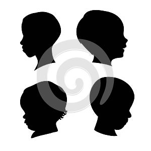 Silhouette of a profile of a child's head. flat vector illustration isolated on white background