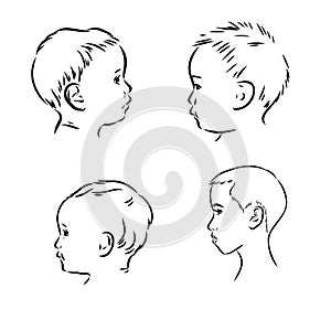 Silhouette of a profile of a child's head. flat vector illustration isolated on white background