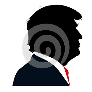 Silhouette profile of the 45th President of the United States Donald Trump