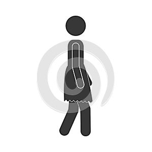 Silhouette profile with woman walking