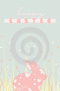 Silhouette of a rabbit on grass Easter week invitational poster Vector