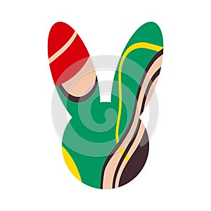 Silhouette of a rabbit head with an abstract pattern