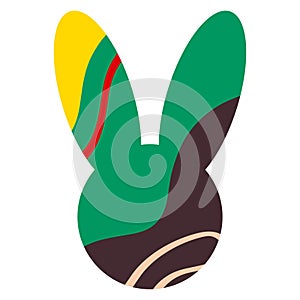 Silhouette of a rabbit head with an abstract pattern