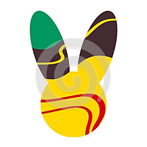 Silhouette of a rabbit head with an abstract pattern