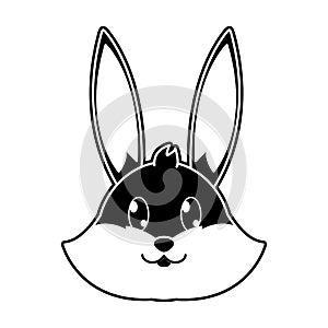 Silhouette rabbit head cute animal character