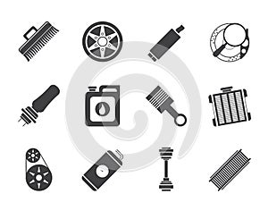 Silhouette Realistic Car Parts and Services icons