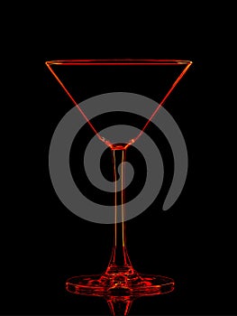 Silhouette of red martini glass with clipping path on black background