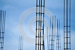 Silhouette reinforce iron rack in a construction site