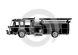 Silhouette of rescue pumper.