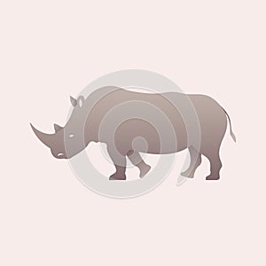 Silhouette of a rhino. Rhinoceros side view profile.