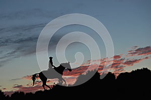 Silhouette of a rider on a horse